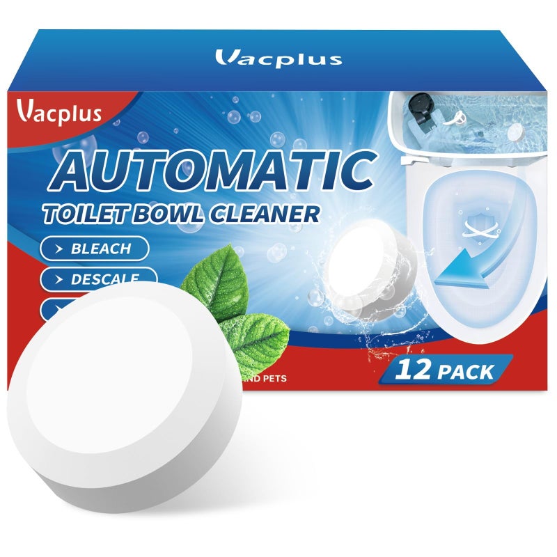 Vacplus Toilet Bowl Cleaners - 12 PACK, Household Toilet Cleaner, Automatic Toilet Bowl Cleaners with Bleach, Sustained-Release Toilet Tank Cleaners for Deodorizing and Descaling, 1.76 Ounces Each - Image 1